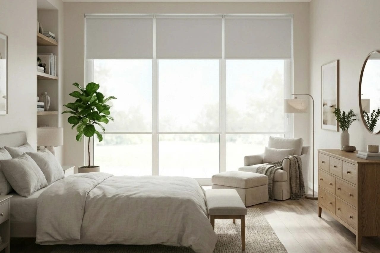 Persiana Día y noche en recámara iluminada