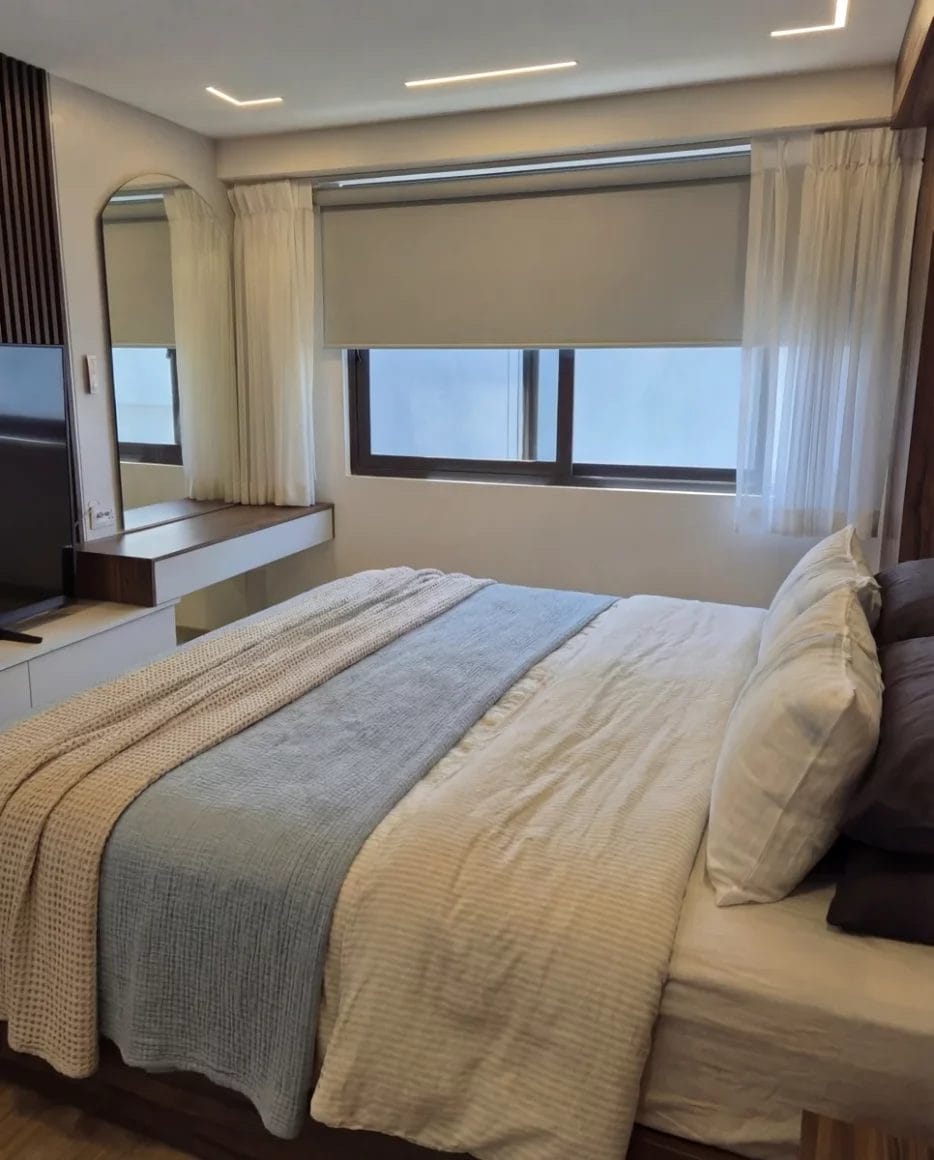 persiana blackout con cortinas en recamara en polanco cdmx