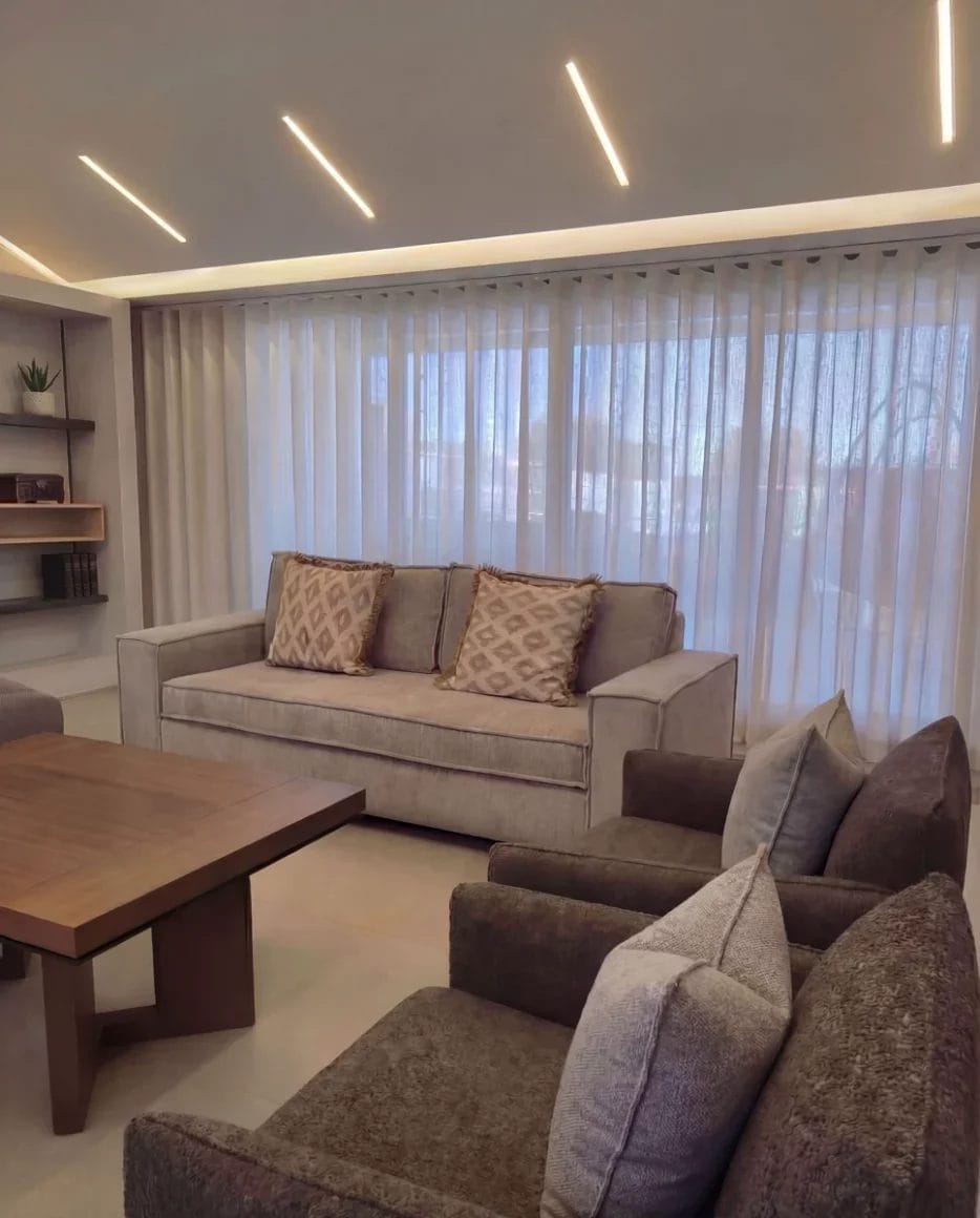 cortinas tergal con blackout en sala en departamento en polanco